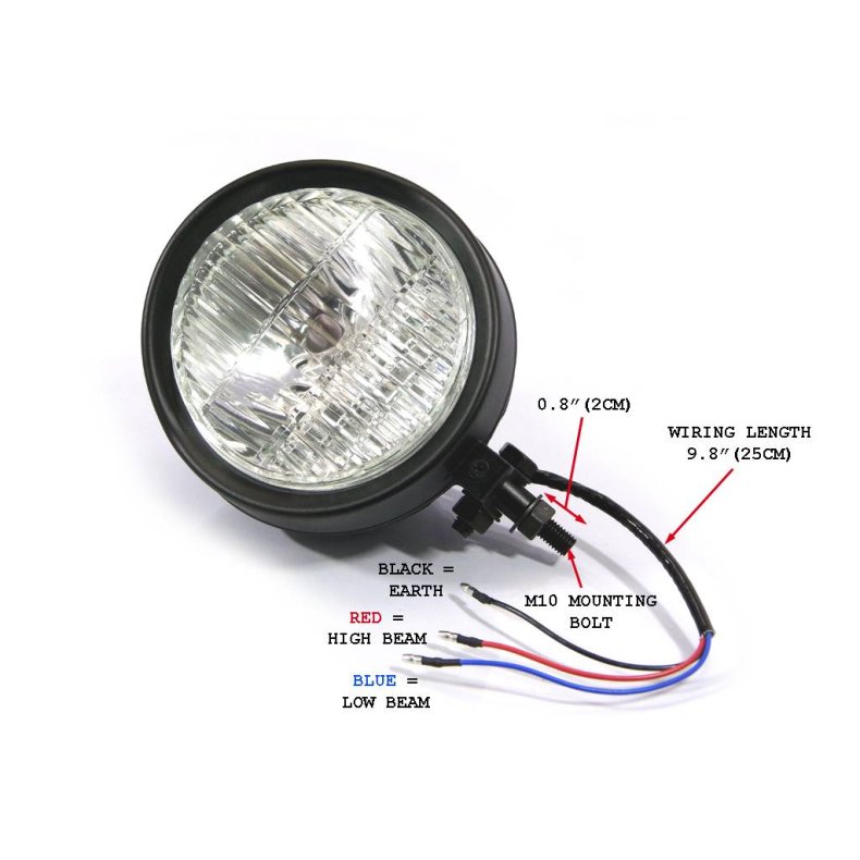 Flat Headlight Bottom Mount Black