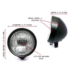 Flat Headlight Bottom Mount Black