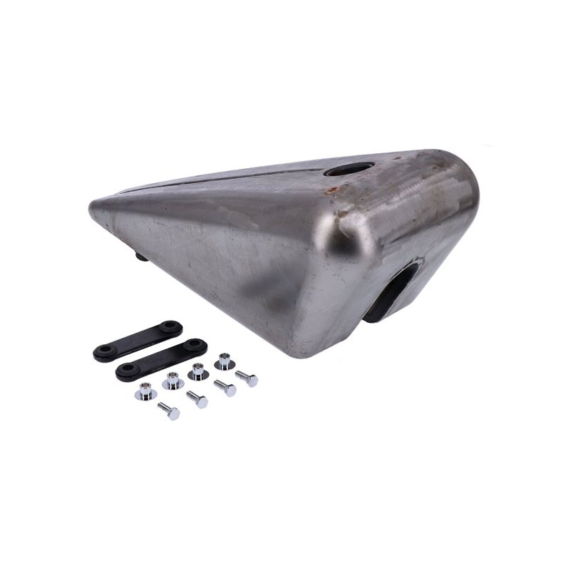 Stretch 2.5 gallon chopper gas tank Designed for longer frames with an extended top tube. 2.5 gallon