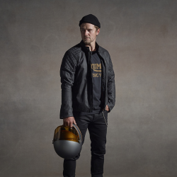 KIRK WAXED COTTON BIKER JACKET BLACK