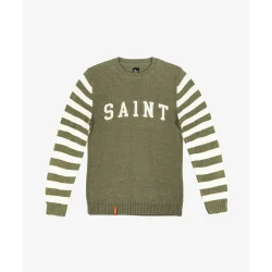 SAINT RETRO KNIT CREW (rd &amp; grn)