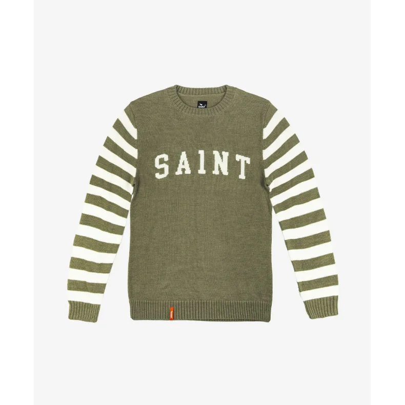 SAINT RETRO KNIT CREW (rd &amp; grn)