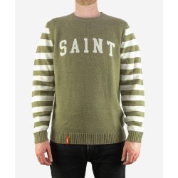 SAINT RETRO KNIT CREW (rd &amp; grn)