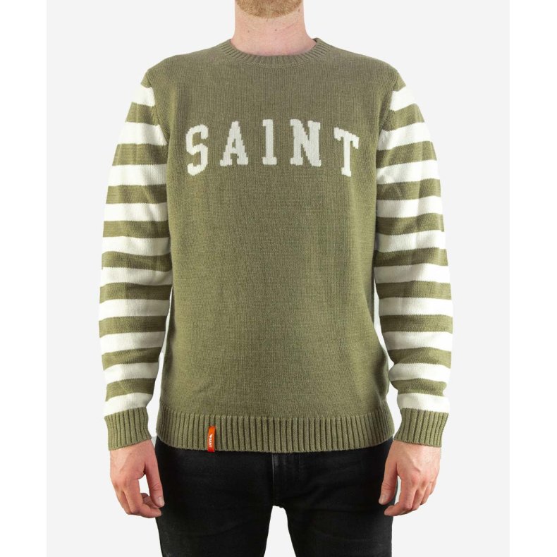 SAINT RETRO KNIT CREW (rd &amp; grn)