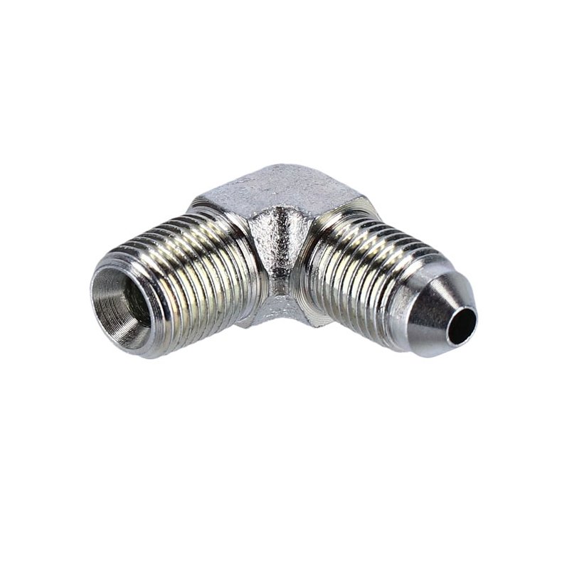 Goodridge, 1/8" NPT to AN3 90 degree male adapter Highly polised stainless steel, to female hose end