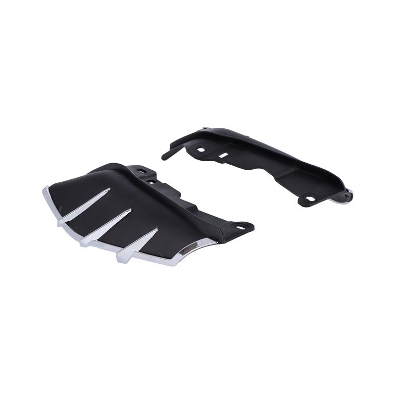 Seat heat deflector set. Black with chrome trim  09-25 FLT/Touring