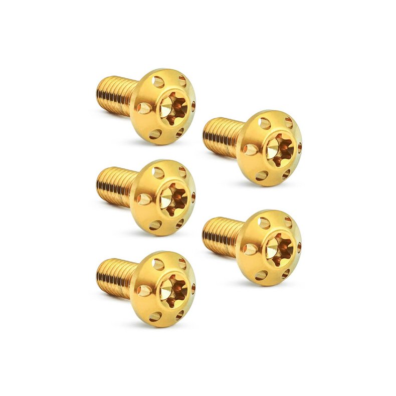 Arlen Ness, Titanium brake rotor bolt kit. Front. Gold 5/16"-18 x 7/8" threaded.
