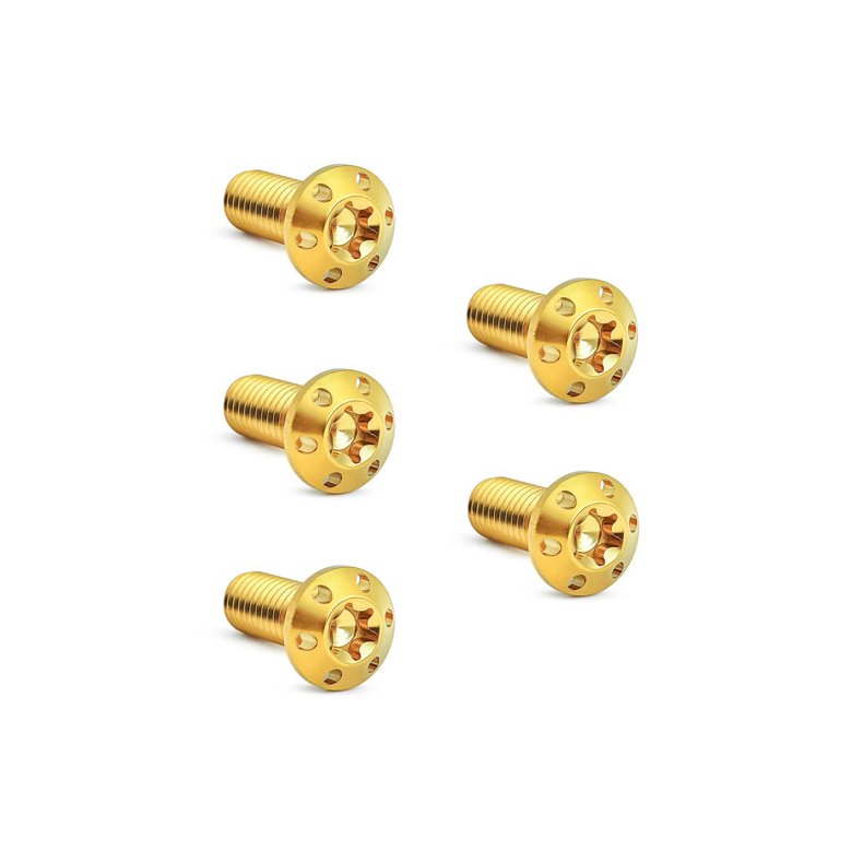 Arlen Ness, Titanium brake rotor bolt kit. Rear. Gold 3/8"-16 x 1 threaded.