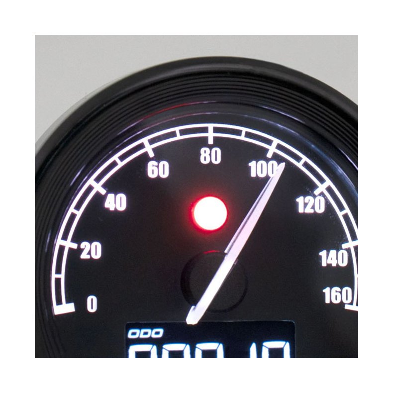 KOSO, D48 TNT-05 HD speedometer Black face with black bezel.