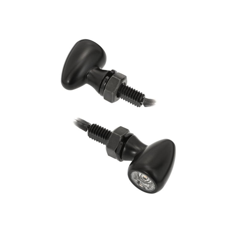 Motone, Pico LED turn signals. Black ECE approved. For front &amp; rear use. 12V. M8 threaded. Aluminum 