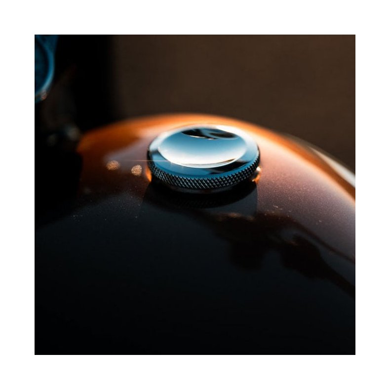 Motone, Jetson dished low profile gas cap.  billet aluminum.  83-18 H-D