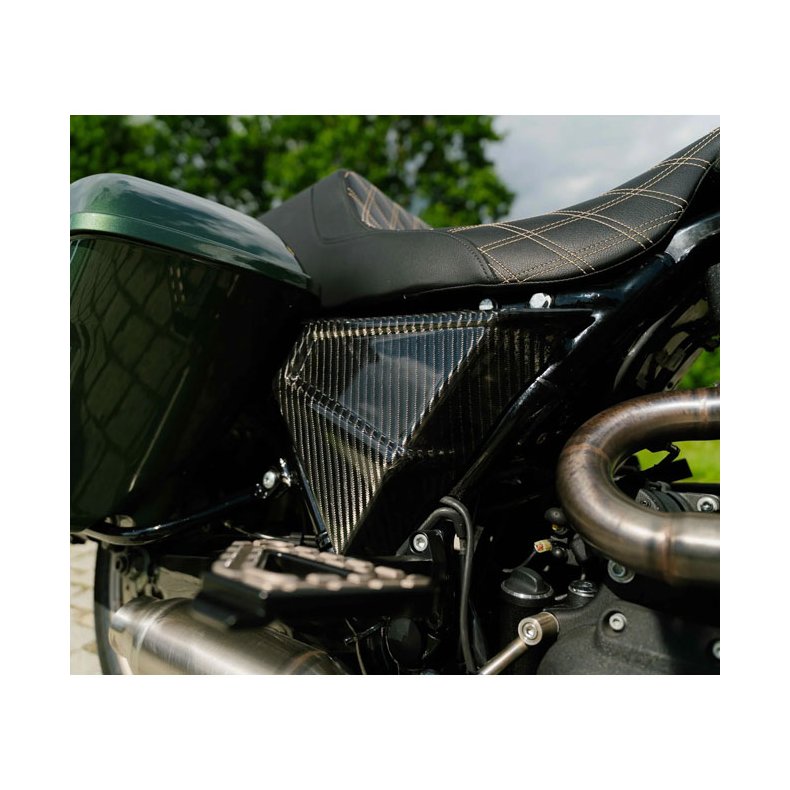 Tommy &amp; Sons, FXR style carbon side cover set. Woven 14-25 touring.
