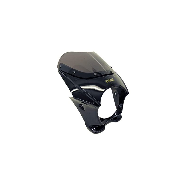 EMGO, MINI FAIRING. BLACK Gloss black cafe-racer style headlamp fairing. 