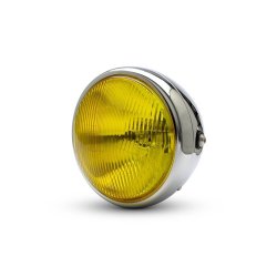 7.7" Classic Chrome/Black Headlight - Yellow Lens side mont.