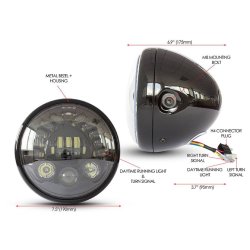 7.5 "Multi LED Headlight + Indicators Black