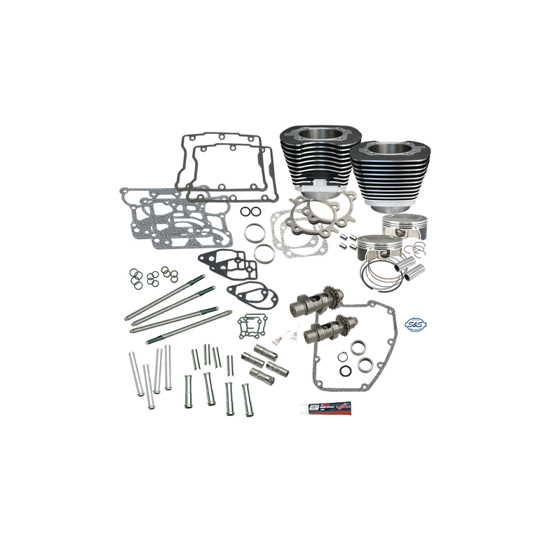 S&S 106" Big Bore Hot Set Up Kit Without Cylinder Heads For 2007-'17 Big Twins - Wrinkle Black