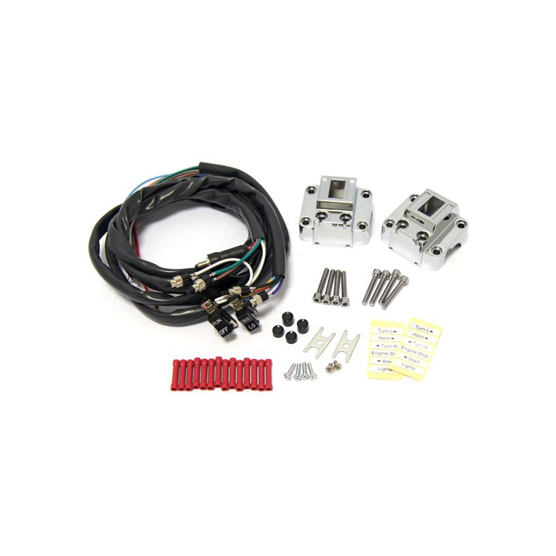 CHROME H/B SWITCH HOUSING KIT CHROME HOUSING, BLACK SWITCHES  Fits: > 73-81 XL; 72-81 FL; 73-81 FX 