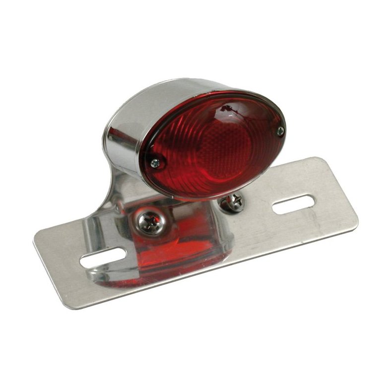 Medium cateye taillight. Chrome. Aluminum bracket