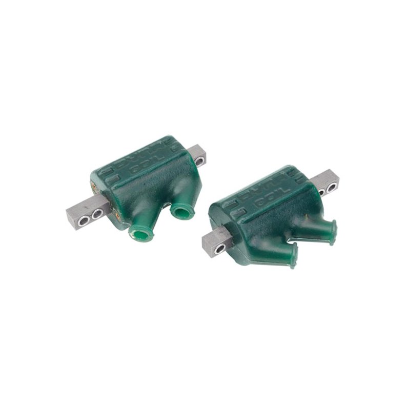 DYNATEK, DYNA DUAL TOWER IGNITION COILS. 12V, 3 OHM Green. 