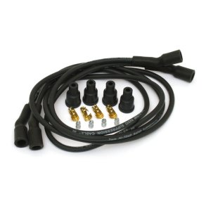 DYNATEK, UNIV. 7MM SPARK PLUG WIRE SET. BLACK Suppression core. 135 degree plug boot. 