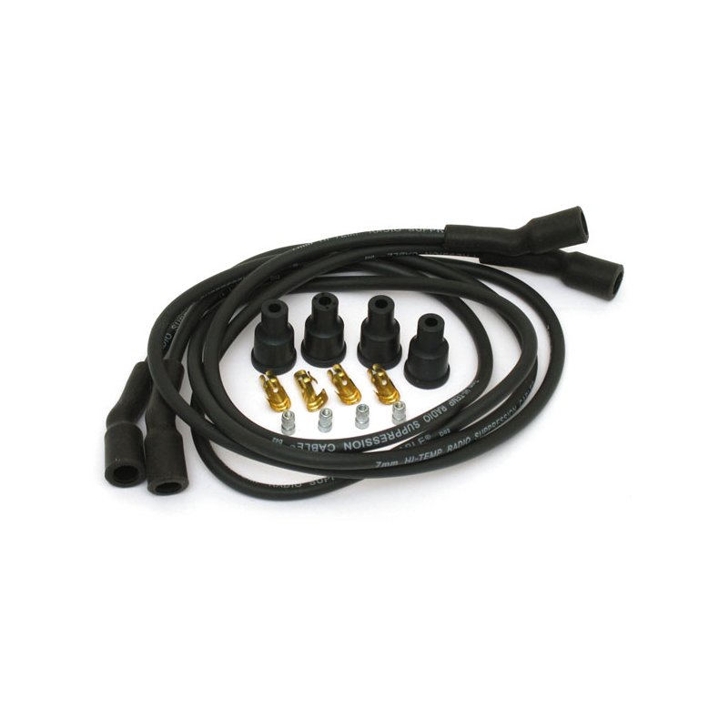 DYNATEK, UNIV. 7MM SPARK PLUG WIRE SET. BLACK Suppression core. 135 degree plug boot. 