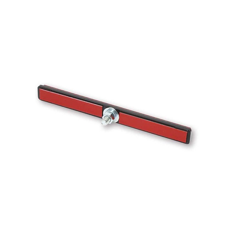 UNIVERSAL B-SEEN REFLECTOR RED; ECE APPROVED; RECTANGULAR, WITH M5 MOUNTING BOLT, 123 X 13 MM