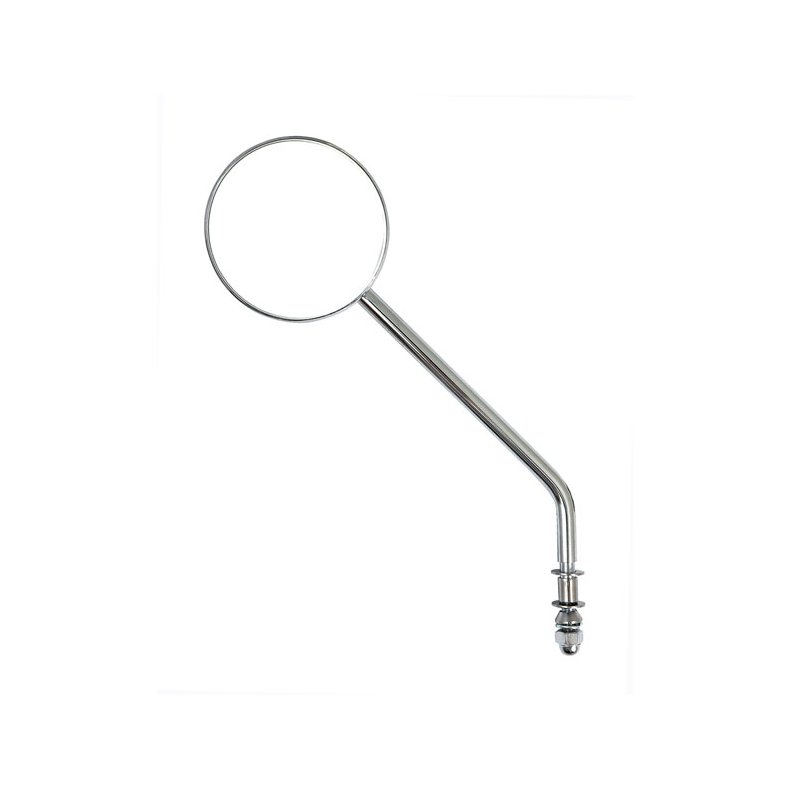 STEEL 3" ROUND MIRROR. CHROME, LONG STEM 