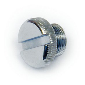 TRANSMISSION FILL PLUG. OEM ROUND SLOTTED Chrome.
