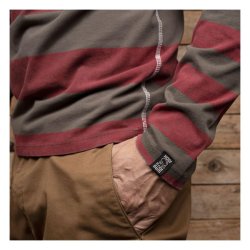 HOLY FREEDOM KRUGER STRIPED T-SHIRT OLIVE GREEN/BORDEAUX