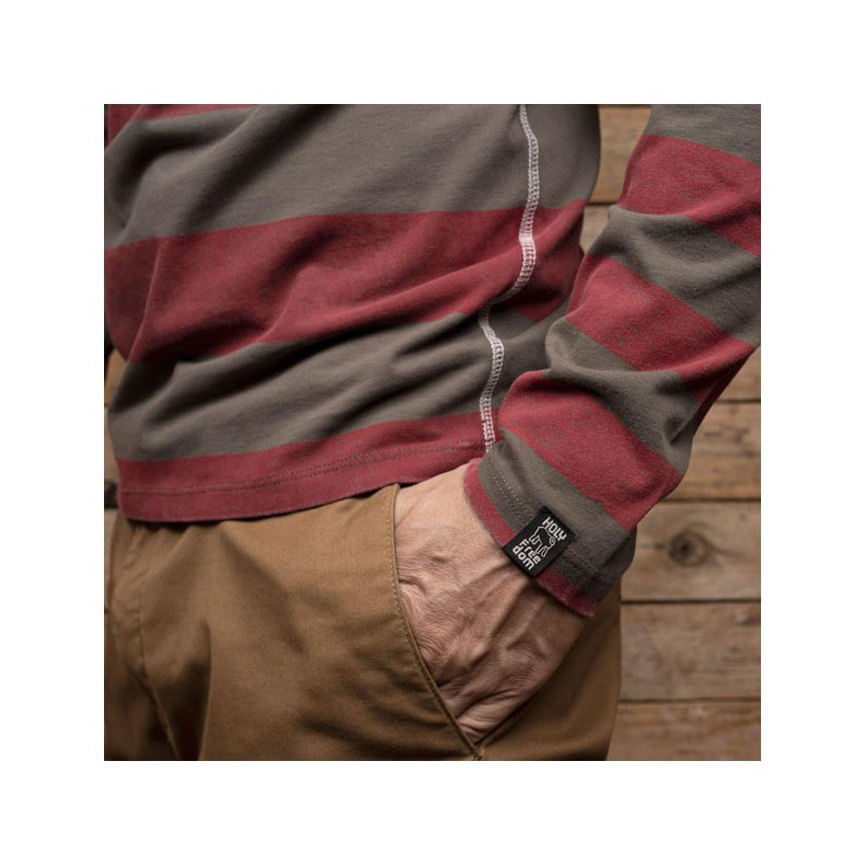 HOLY FREEDOM KRUGER STRIPED T-SHIRT OLIVE GREEN/BORDEAUX