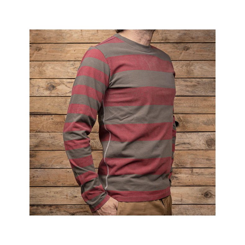 HOLY FREEDOM KRUGER STRIPED T-SHIRT OLIVE GREEN/BORDEAUX