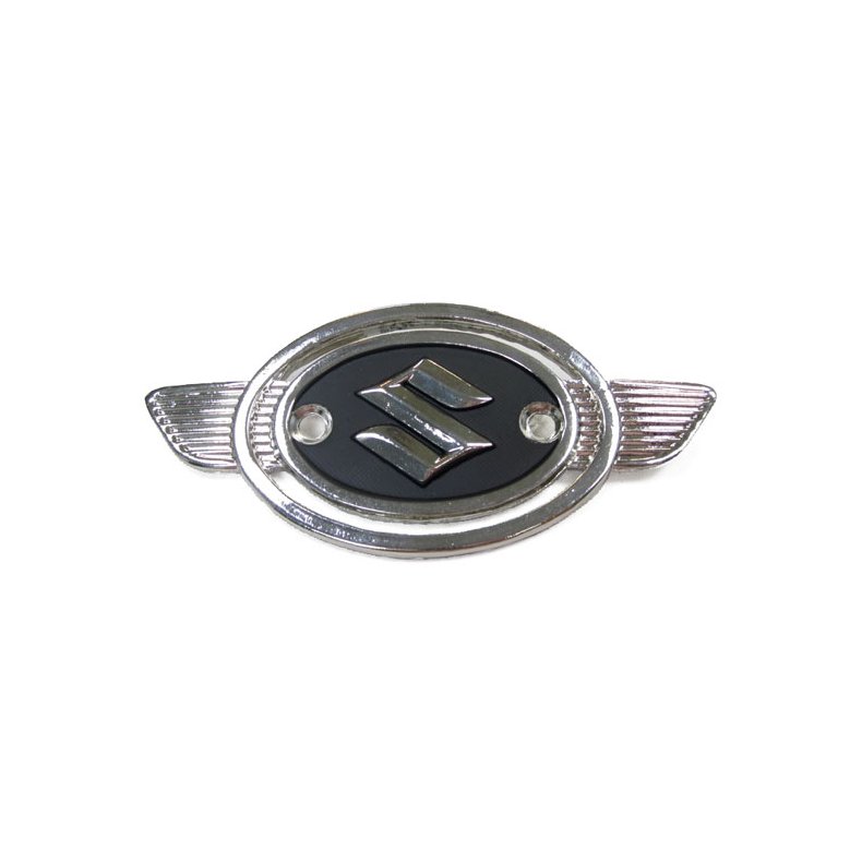 SUZUKI FUEL TANK EMBLEM, SILVER/BLACK