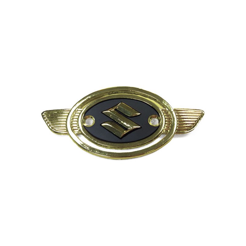 SUZUKI FUEL TANK EMBLEM, GOLD/BLACK