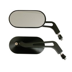 Oval mirror set aluminum 10 mm threaded, adapter M10 L/H thread included. Mirror head approxim