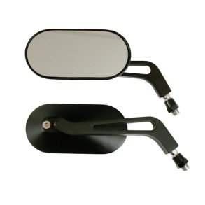 Oval mirror set aluminum 10 mm threaded, adapter M10 L/H thread included. Mirror head approxim