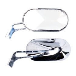Oval mirror set aluminum 10 mm threaded, adapter M10 L/H thread included. Mirror head approxim