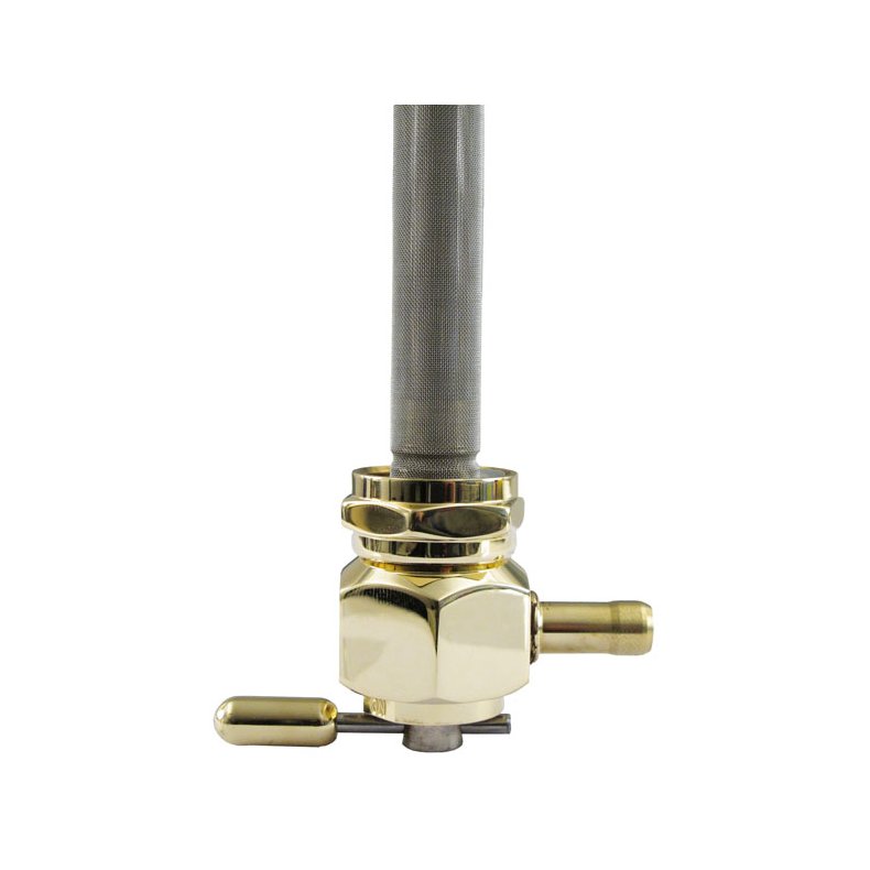 PINGEL POWER-FLO PETCOCK. HEX  Chrome; 22mm &amp; nut; 5/16 (8mm) fuel hose; rear 