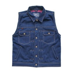 13 1/2 RAIN SPLITTER DENIM VEST, SORT ELLER BL.