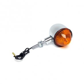 MINI BULLET LIGHTS, CHROME. AMBER LENS Single filament. Pris for 1 stk