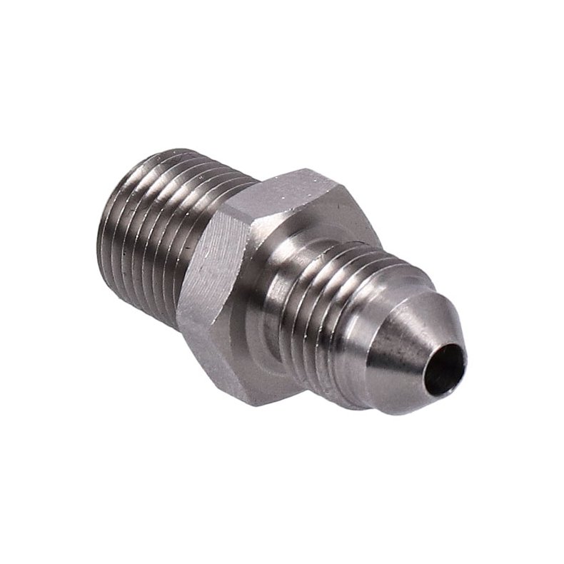 Goodridge adapter fitting, high polished stainless steel Stainless steel, 1/8" NPT to male 3/8"-24 A