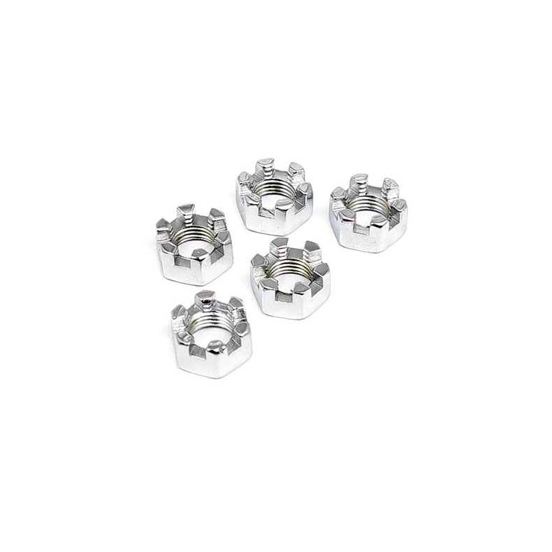 CHROME CASTLE NUT, 1/2 INCH-20 FRONT AXLE (EXCL. SPRINGERS)  Fits: > 41-02 B.T., XL