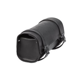 LEDRIE, LEATHER TOOL ROLL. BLACK WITH BLACK BUCKLES 