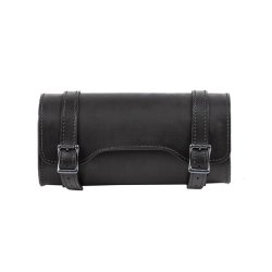 LEDRIE, LEATHER TOOL ROLL. BLACK WITH BLACK BUCKLES 