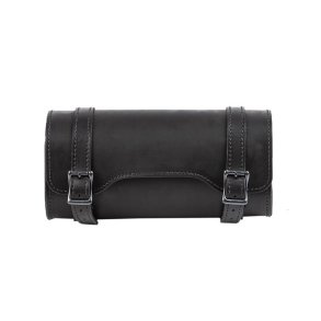 LEDRIE, LEATHER TOOL ROLL. BLACK WITH BLACK BUCKLES 