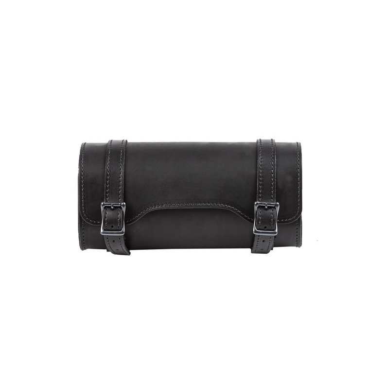 LEDRIE, LEATHER TOOL ROLL. BLACK WITH BLACK BUCKLES 