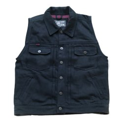 13 1/2 RAIN SPLITTER DENIM VEST, SORT ELLER BL.