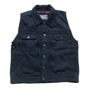 13 1/2 RAIN SPLITTER DENIM VEST, SORT ELLER BL.