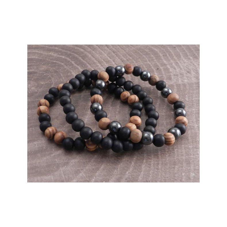 AMIGAZ EARTH WOOD BEAD BRACELET 3-pack