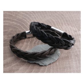 AMIGAZ LEATHER BRAIDED BRACELETT WITH BAR CLAMP BLACK