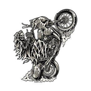 DOWN-N-OUT WHEELY REAPER STICKER Everyone needs stickers, no explanation necessary!  7,62 x 11,43 cm